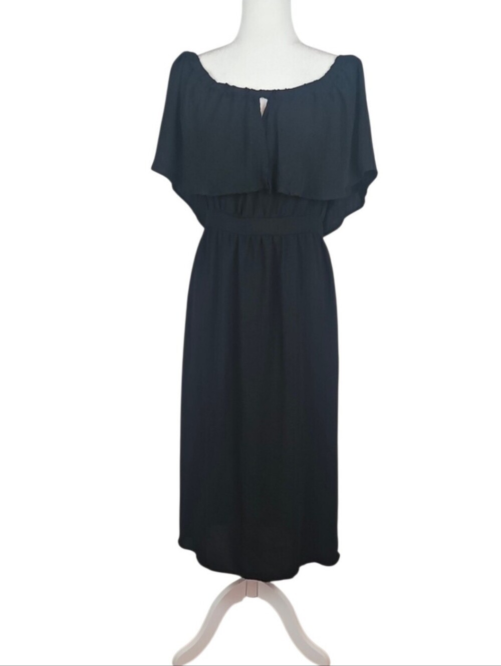 dRA Los Angeles Off-the-Shoulder Ruffle Dress Black Romantic Whimsigoth Goth M - Picture 8 of 8